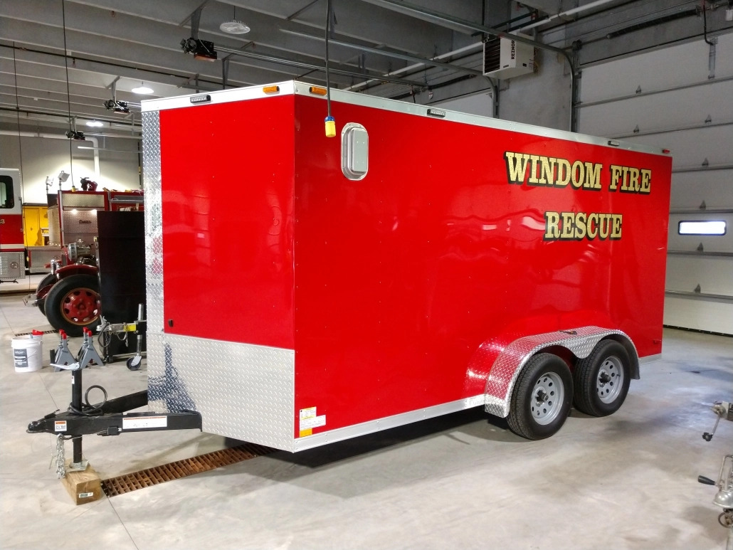 Rescue Trailer-Carries equipment for multiple rescues including: Ice Water, Grain Bin, High Angle Rescue.
